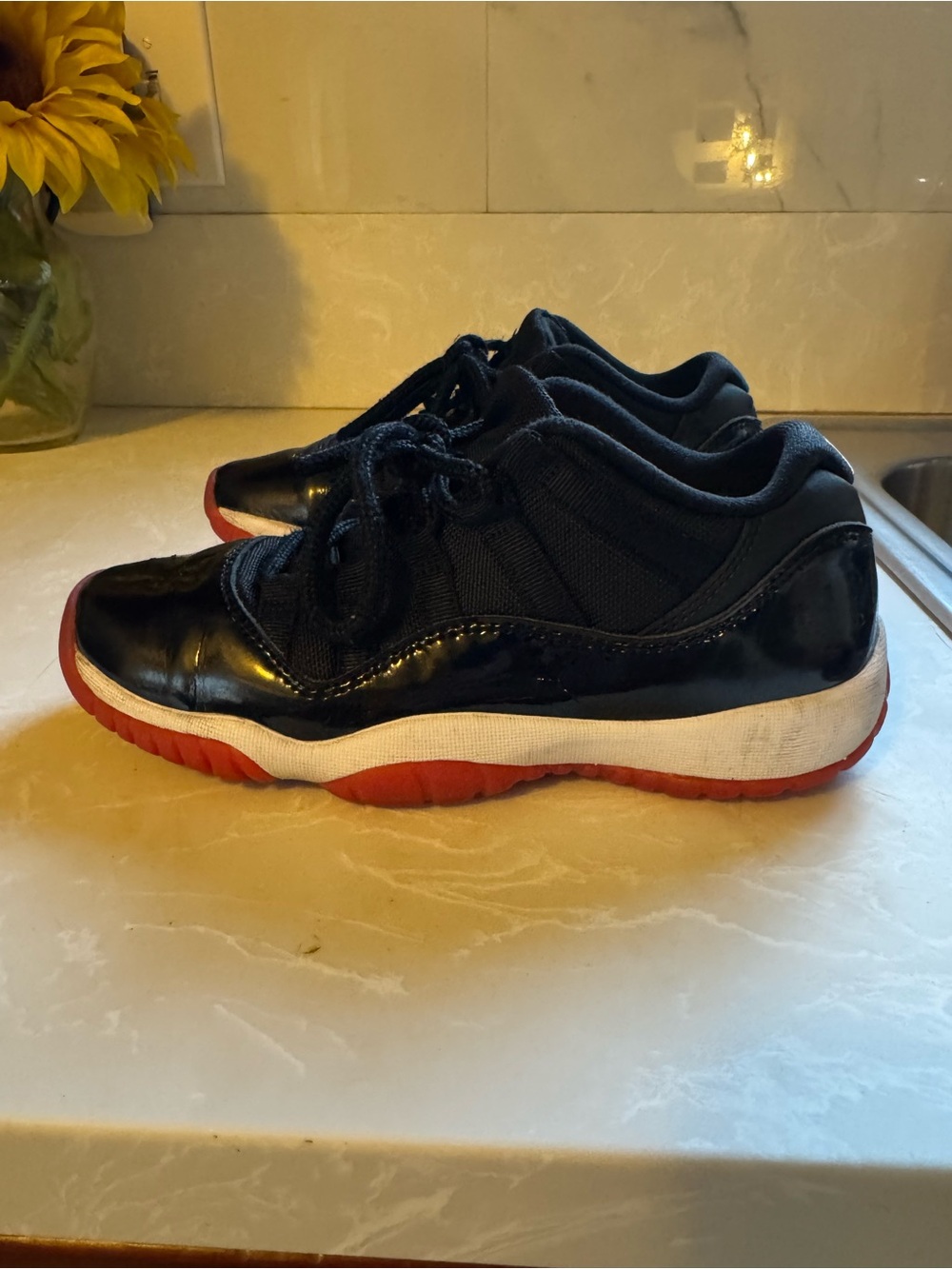 Jordan Kids Black and Red Low-Top Sneakers